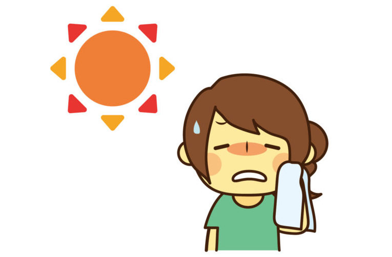 太陽と汗を拭く人