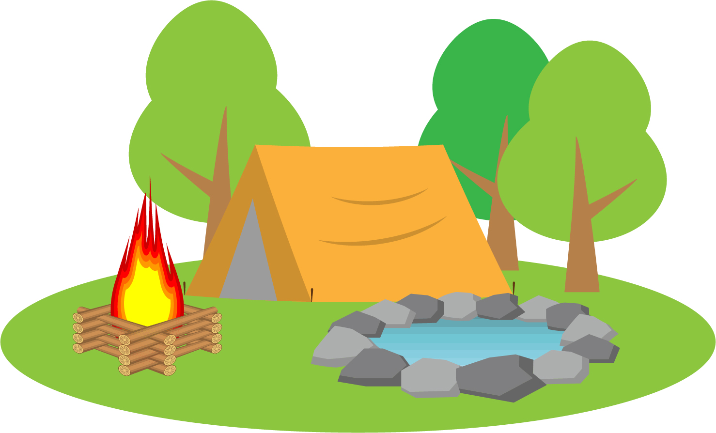 テントと焚き火のイラスト
